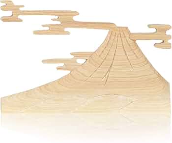 Amazon.co.jp: 翠雲彫り 手彫り彫刻 伝統工芸士 置き物 富士山 ヒノキ