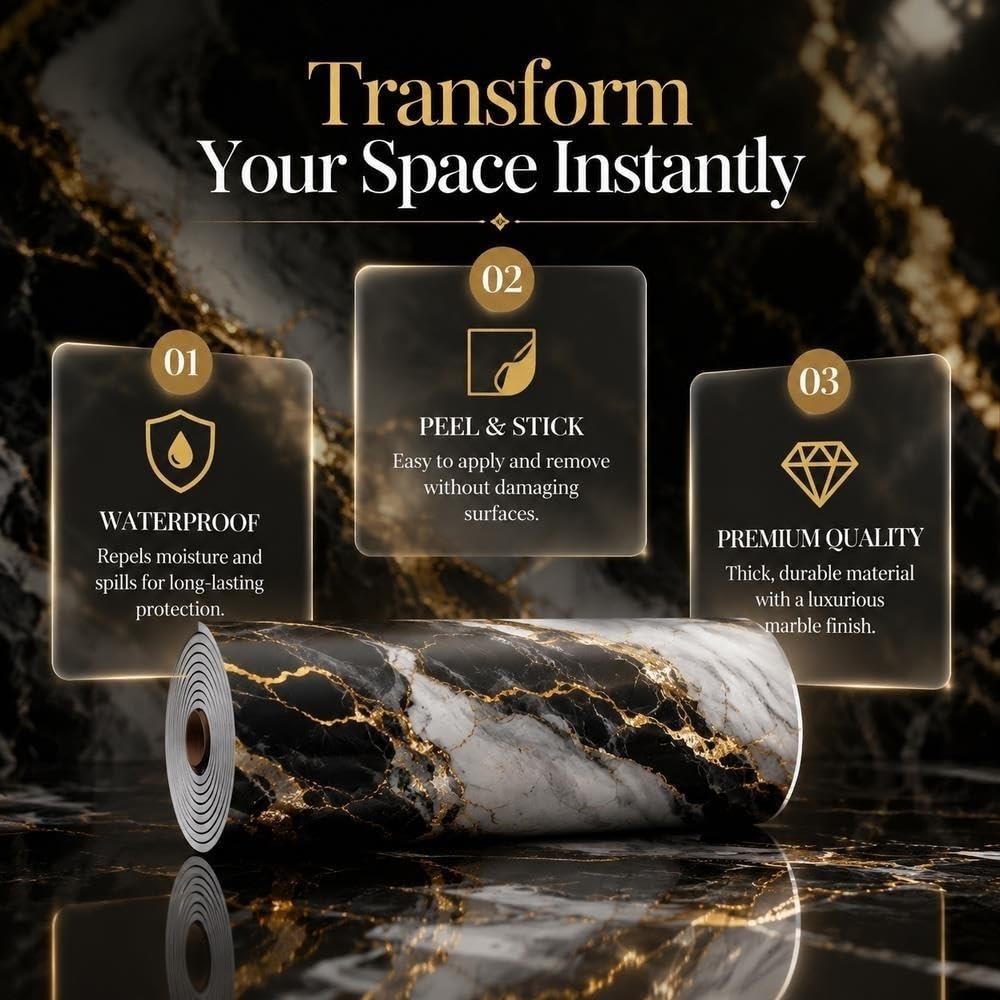 Peel and Stick Marble Line Wall Panels Waterproof Backsplash Tile