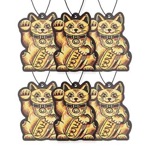 Lucky Cat Car Air Freshener 6 Pack with Essential Oils