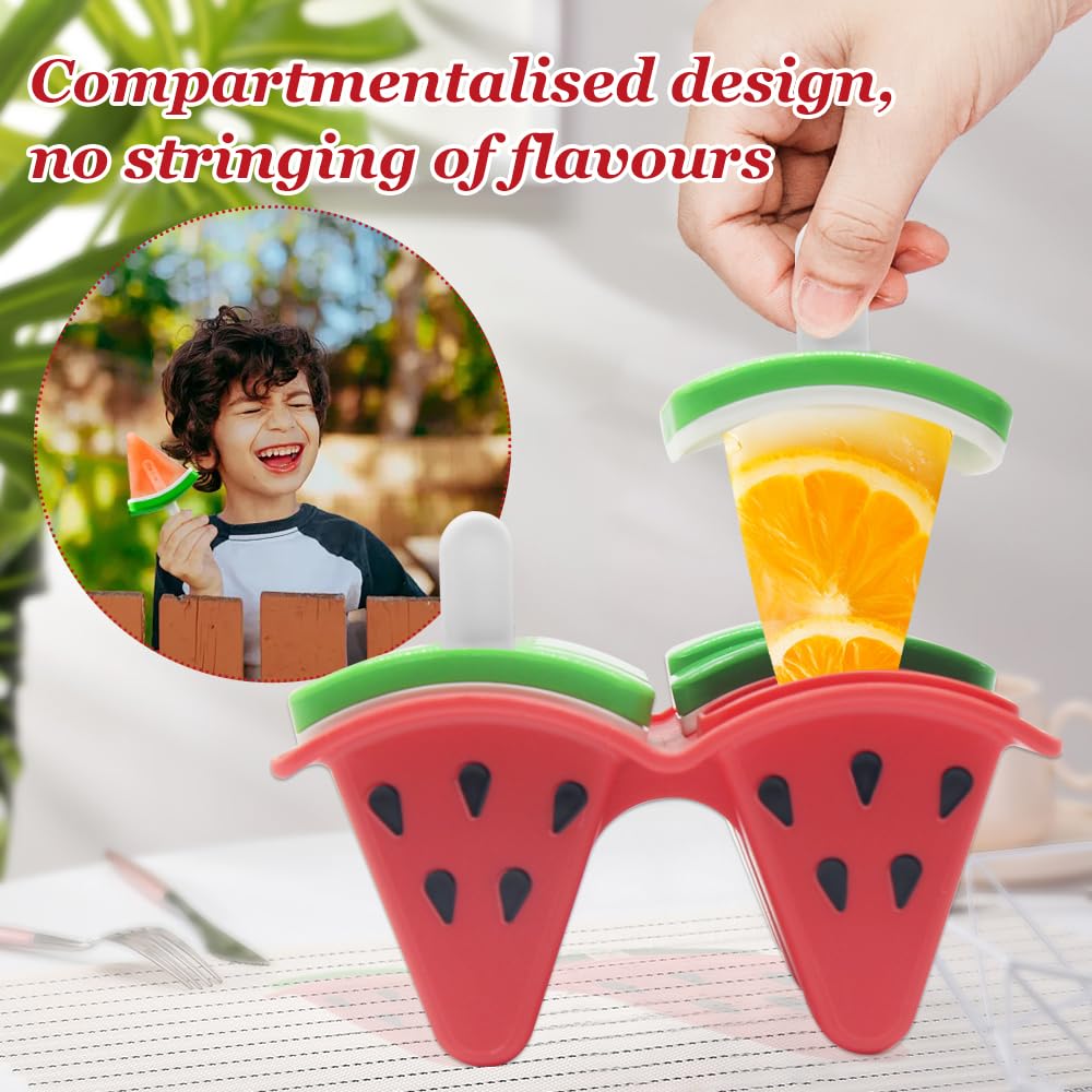 HASAIKA Moule à Glace Silicone 6 Pièces Pastèque - Popsicle Réutilisable Pour Glaces, Sorbets, Yaourt Maison