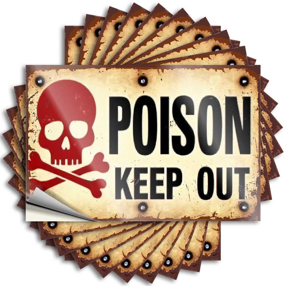 Abipuir Stickers for Your Car Poison Warning: Keep Out Stickers 10Pcs Stickers for Cars Bar Signs for Home Decor(12X18CM)