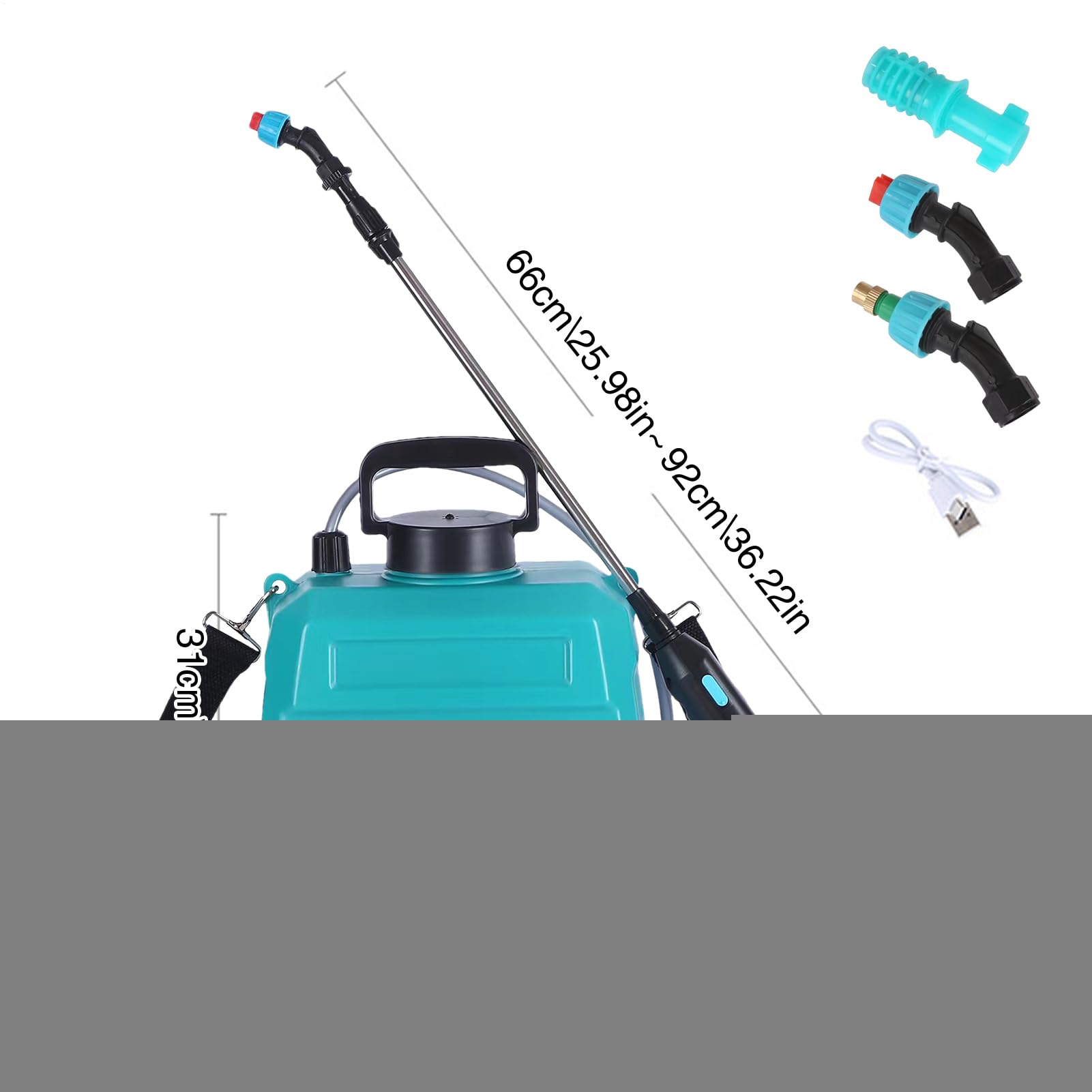 Spruzzatore alimentato a batteria - pressione da giardino, pompa 'acqua da | prato | trigger di ricarica USB, controllo multiplo 'ugello, serbatoio di perdite da 5 litri, a mani libere