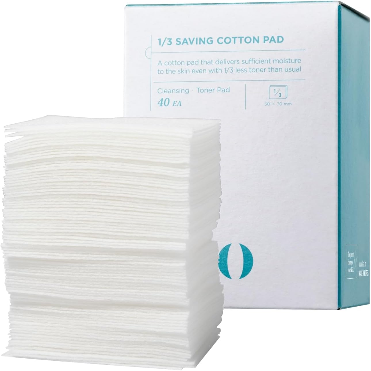 ILSO 1/3 Saving Cotton Pad, Thin Layer Perfect for DIY Toner pad and mask, 40 Sheets, Korean Skincare (50 x 70mm)