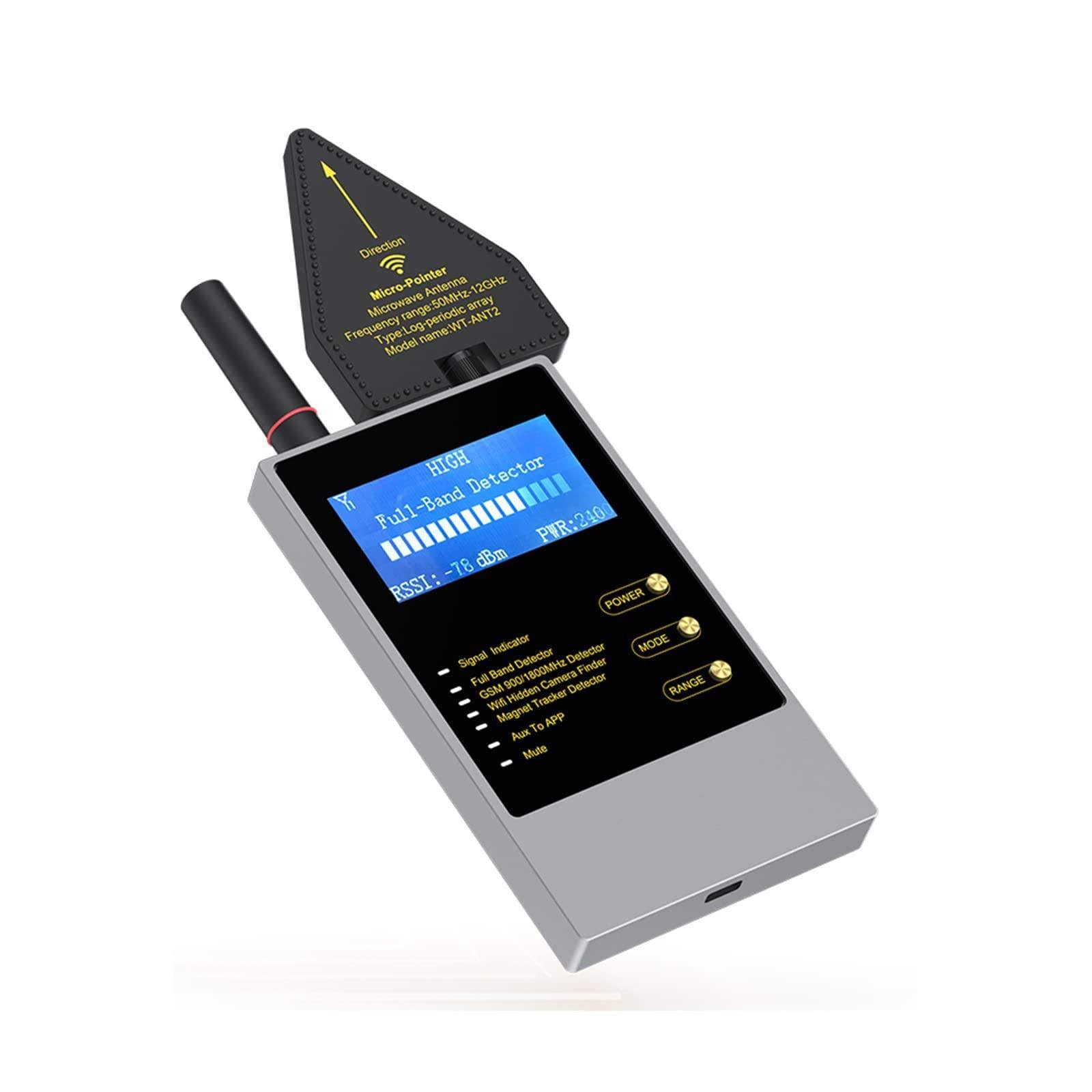Billg Detector de bichos RF inalámbrico, Detector de bichos GPS Spy Finder Cámara Oculta láser para gsm Tracker Wiretap Radio Cámaras Bug Finder, Pantalla LED, Ultrafino, Fácil de Llevar