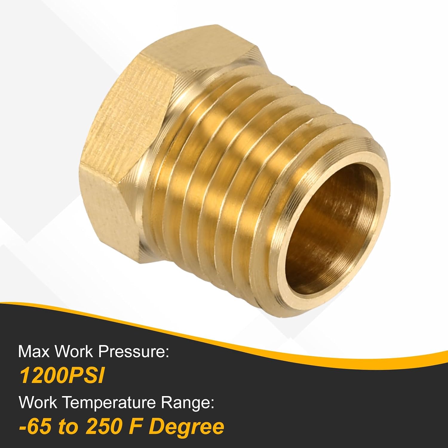 PATIKIL Brass Pipe Fittings, 4Pcs 1/4" NPT Male Plug Outer Hex Thread Socket Pipe End Plugs Fitting for Water Air Oil Gas Line, Brass Tone