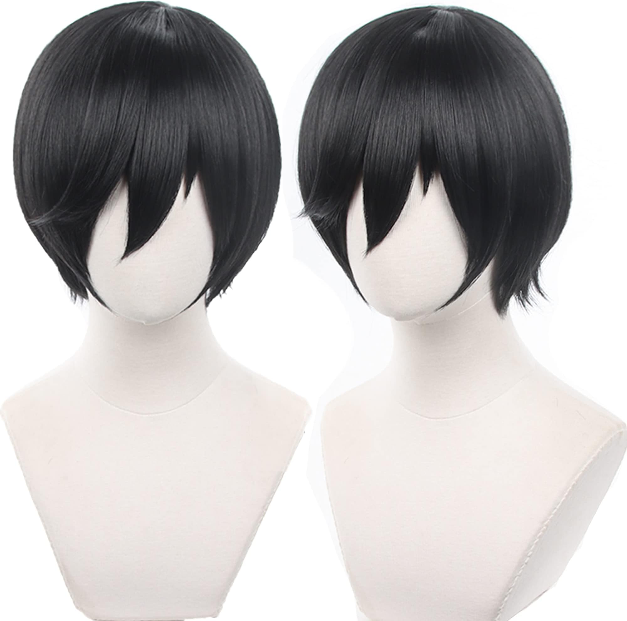 Anime Cosplay wig Cos Wigs Black Heat Resistant Synthetic Hair For Man Women Halloween Party with Cap
