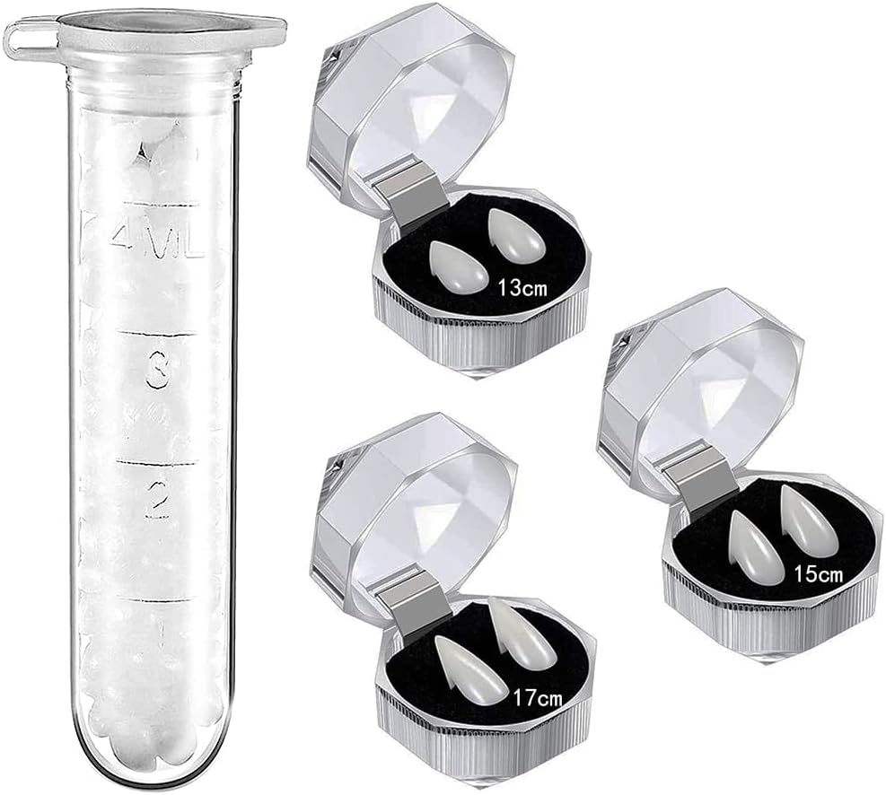 ADELGO 4 Pieces Vampire Fangs Kit, 3 Sizes Vampire Teeth Fake Dentures