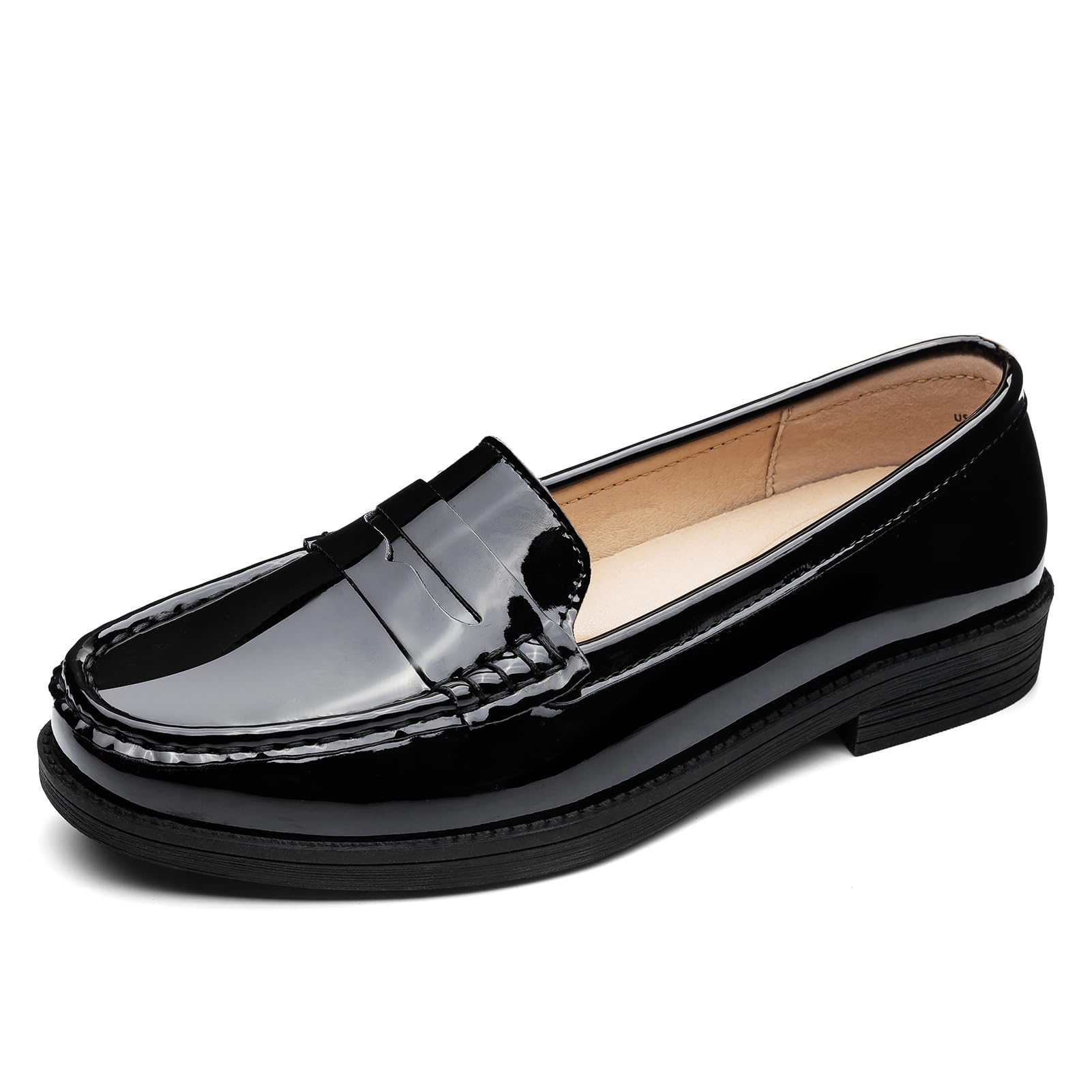 Women's Comfortable Leather Penny Loafers Slip On Business Casual Dress Shoes Lightweight Office Work Flats Everyday Walking Shoes for Women — view 3