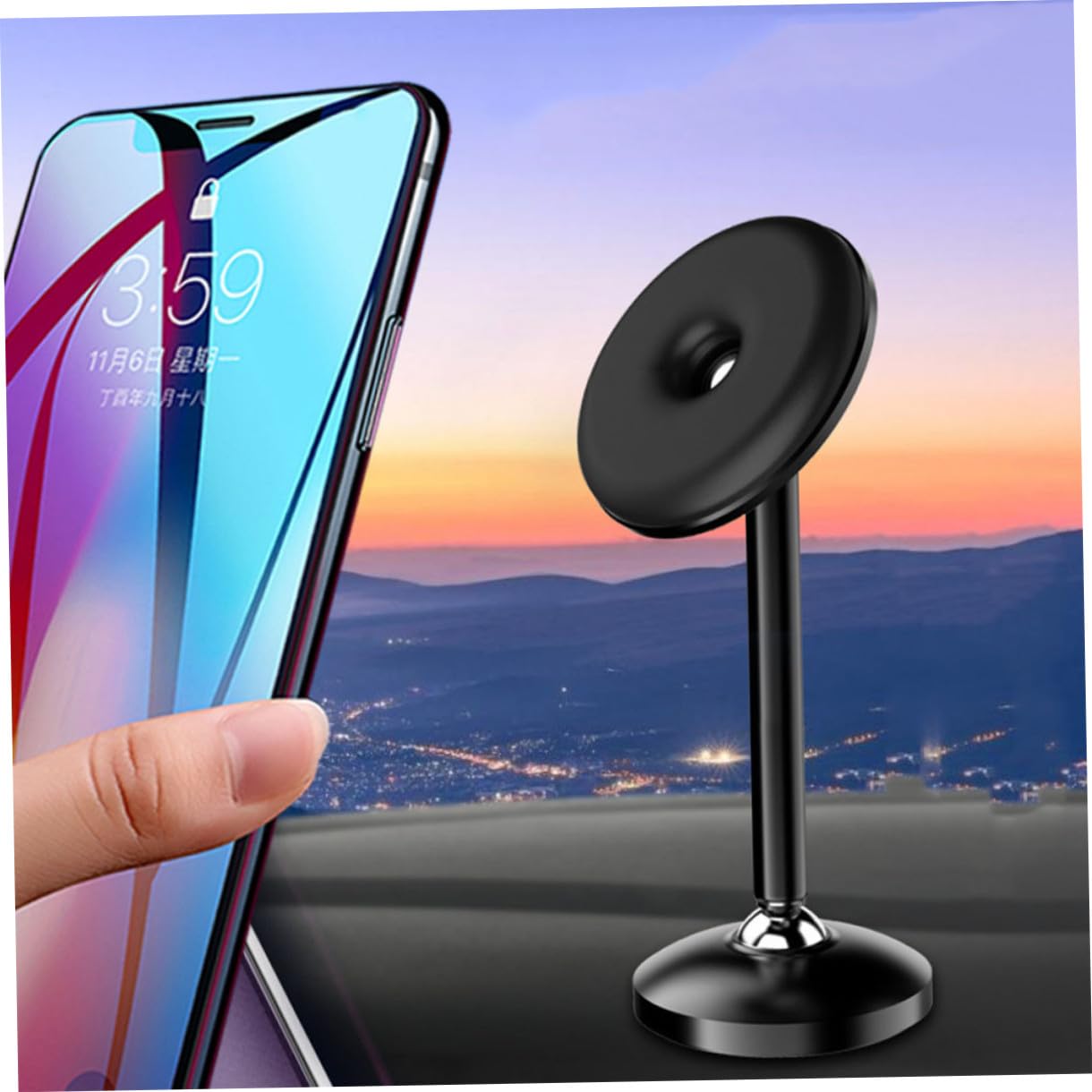UPKOCH 3pezzi Supporto Magnetico Per Smartphone Supporto Per Auto Lega Di Alluminio Rotazione Per Navigazione Facile Compatibile Con Diversi Modelli e Nero