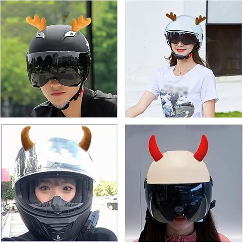 Miniatura 3 de 1 par de cuernos de Navidad, decoración de casco de cuernos de ciervo de felpa, accesorio para casco de bicicleta, motocicleta, superficies lisas,