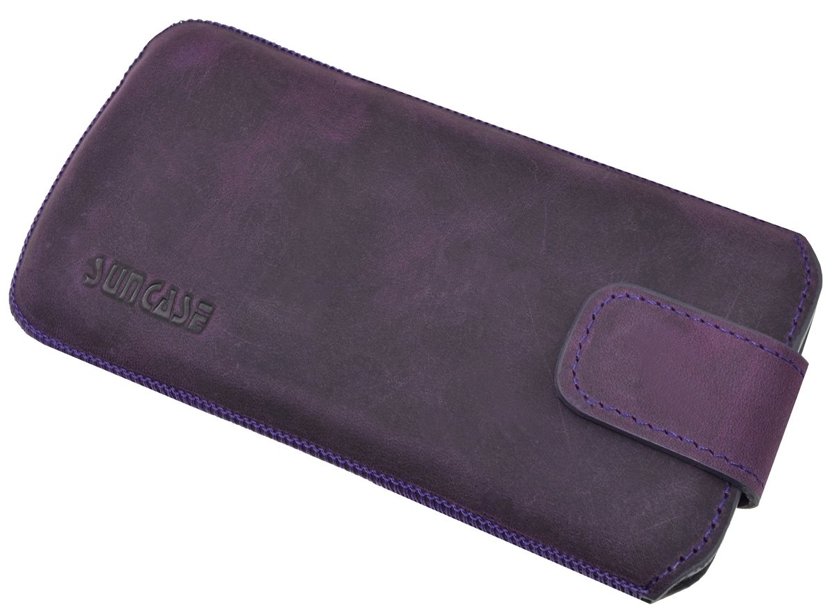 Suncase Custodia In Vera Pelle Per Nokia 8.1 – Cover Con Linguetta Di Estrazione E Silicone Interno Nero