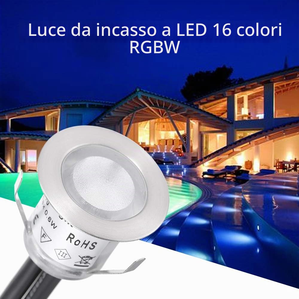Faretti Incasso,Lixada 10PCS Luci di Coperta LED con Telecomando 500LM Lampada da Incasso a Terra 16 Colori RGBW 4 Modalità di Illuminazione Regolabile IP67 Impermeabile
