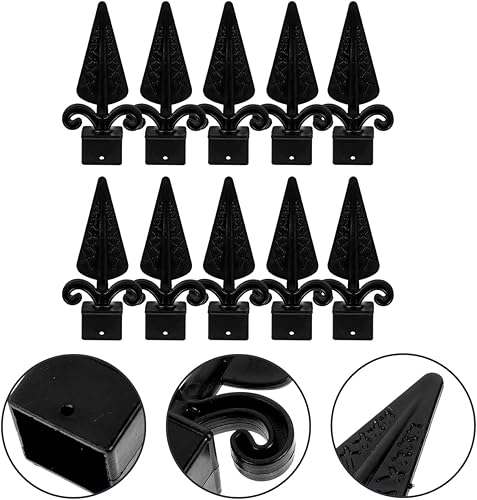 Miniatura 8 de BESPORTBLE 10 tapas de remates de valla de plástico gótico, puntas de lanza, tapas de poste decorativas negras para patio, jardín, patios, porches,