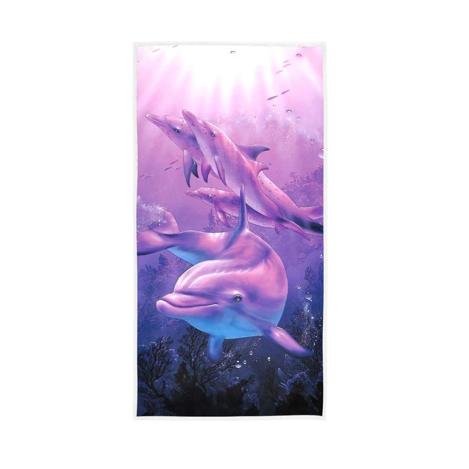 HUYGD Pink Sea and Dolphin Face Towels, 15 x 30 Inches, Spa Towels for Bathroom Home Spa Towels