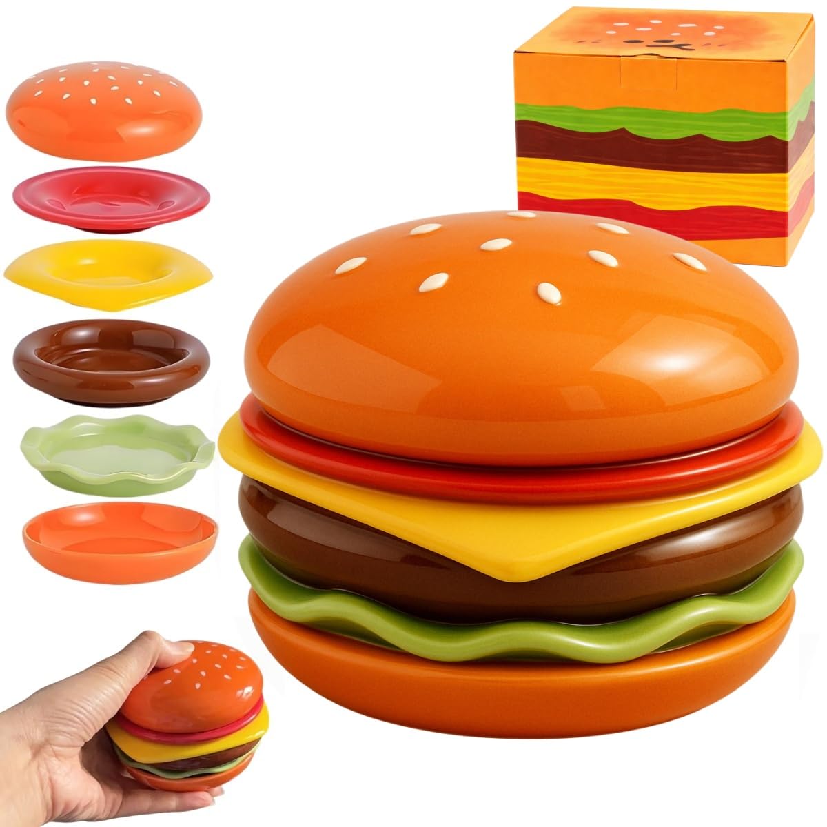 Amazon.com | Stackable Burger Plate Set – 6-Layer Mini Ceramic
