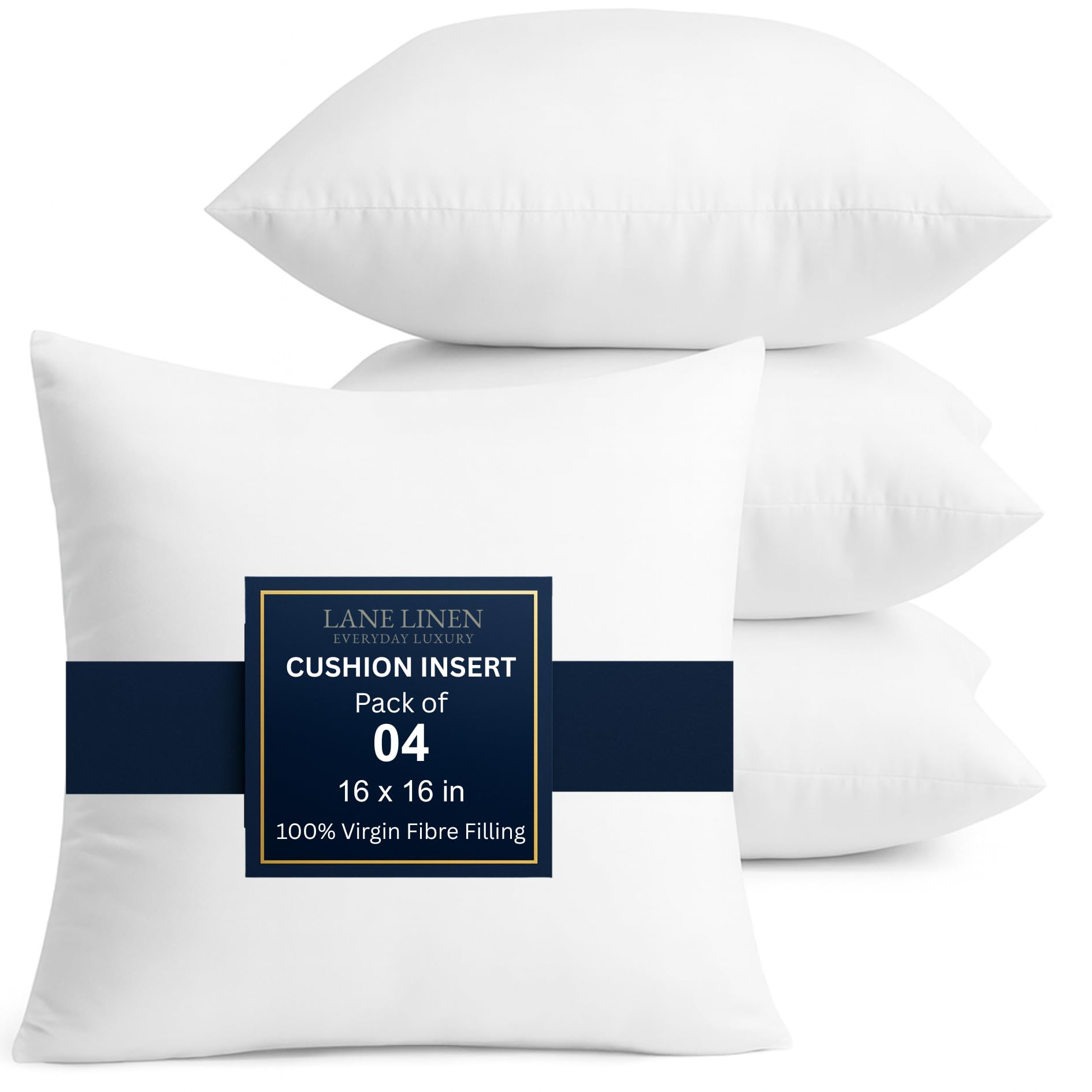 LANE LINEN 16x16 Throw Pillow Insert - Set of 4 White Inserts for Decorative Pillow Covers for Bed, Decorative Pillows for Bed, Couch Pillows, Throw Pillows for Couch