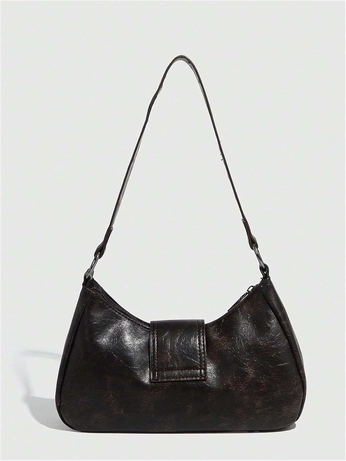 QWINEE Women's Vintage Buckle Shoulder Bag Y2K Punk PU Leather Handbag Clutch Purse