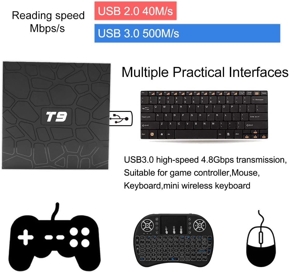 Android 10.0 TV Box, Set Top Box 4 GB RAM 64 GB Rom, RK3318 64 Bit Arm Cortex-A53 @ Fino A 1,5 GHz Supporta 2.4G 5G Dual Wifi/8K/BT 5.0/3D/USB 2.0/H.265 Smart TV Box,4gb+64gb
