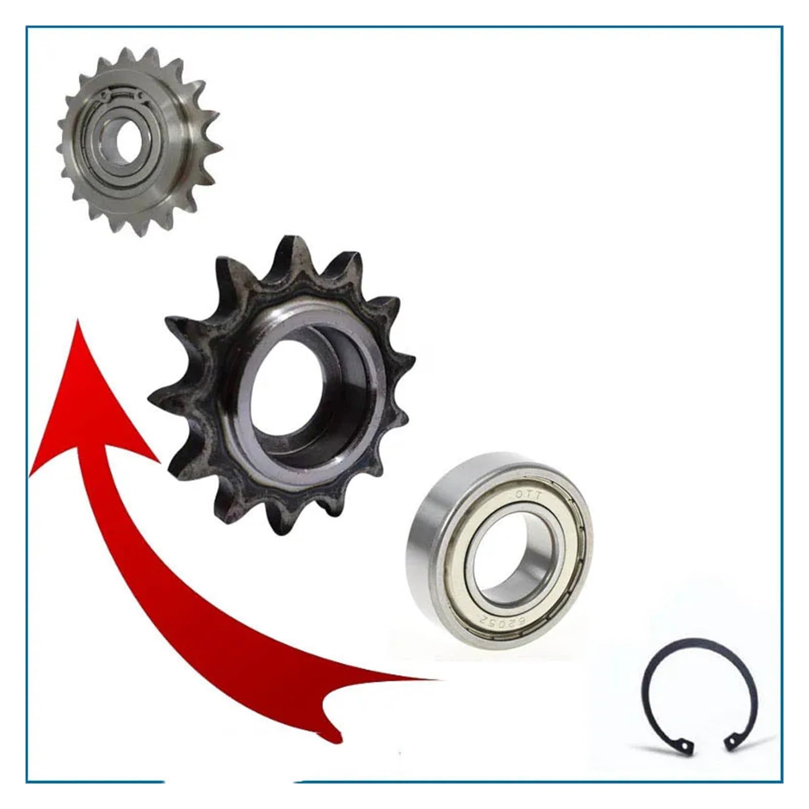 Bevel Gear Pinion Hardware Mechanical 1PCS Steel 10A Wheel Pitch 15.875mm Double/Single Bearing 15 Teeth Idler Sprockets Roller Tensioner Gear Bore 10/12/15/17mm(10mm Single Bearing)