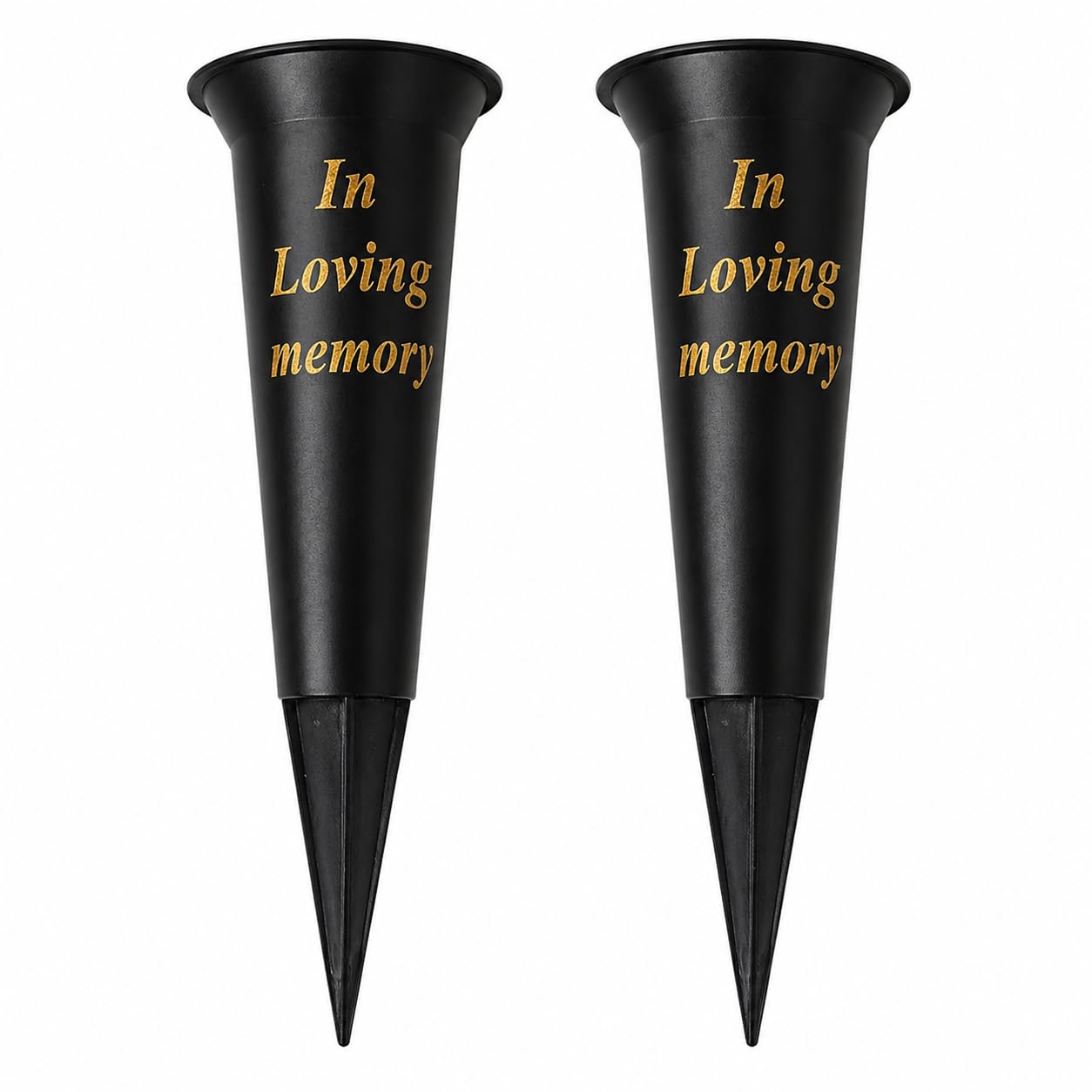 Amerise Set of 2 Memorial Grave Vase with Spike – In Loving Memory Flower Holder for Graves, Outdoor Cemetery Vase Insert, Weather-Resistant Memorial Decoration for Headstone Flowers