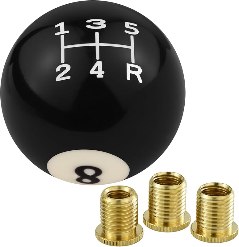 Manopla de Câmbio Abfer Bola Preta para 5 Marchas com 3 Adaptadores M8 e M10