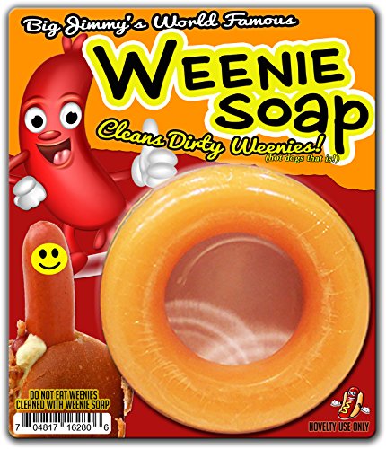 Gears Out Deluxe Edition Big Jimmys Weenie Soap - Funny Happy Hot Dog Design - Functional Soap for Men - Yellow Circle soap Light Scent (Deluxe)