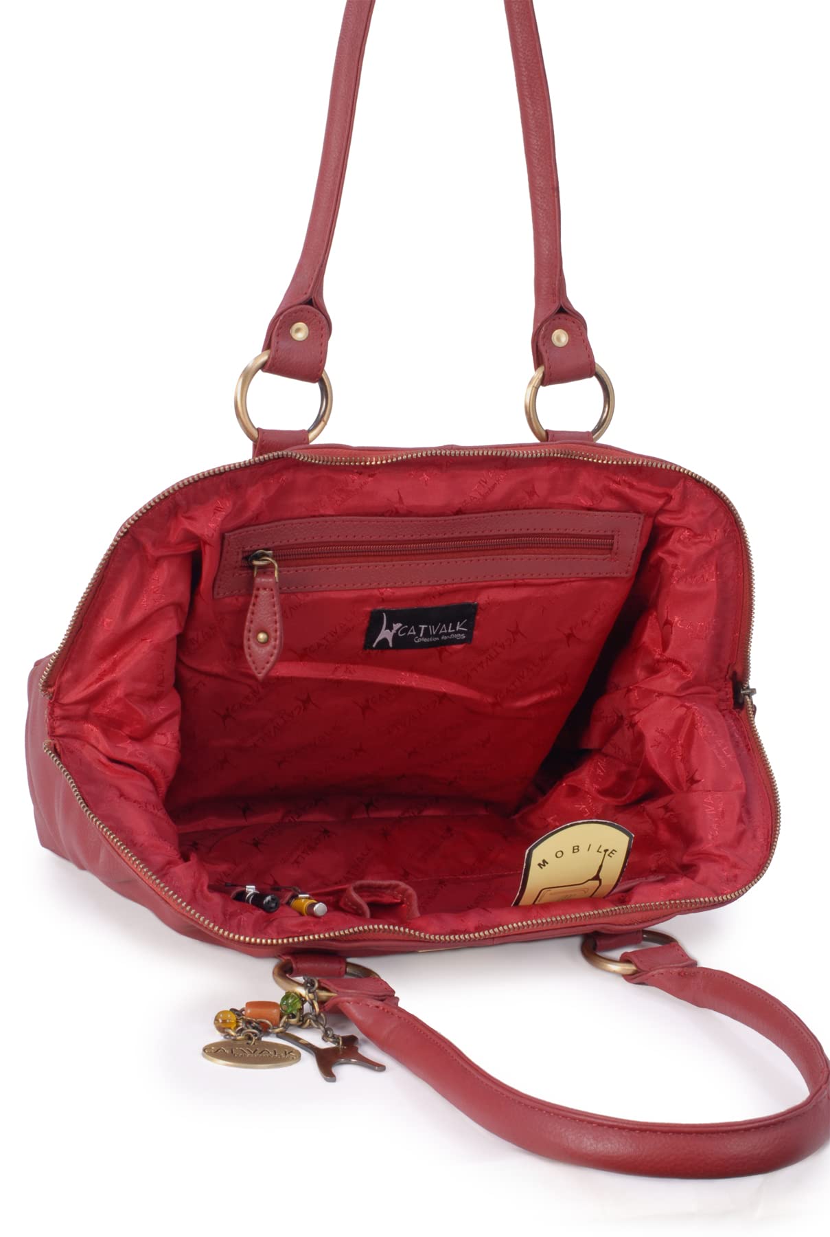 Catwalk Collection Handbags - Bolso de Hombro de Piel de Mujer - Tote Bag Grande - A4 Bolso Trabajo - Multibolsillos - Doctor
