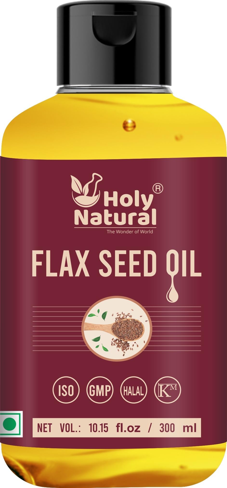 Flax Seed Oil (10.15 fl oz/ 300ml) Pure & Natural I Virgin Cold Pressed I Food