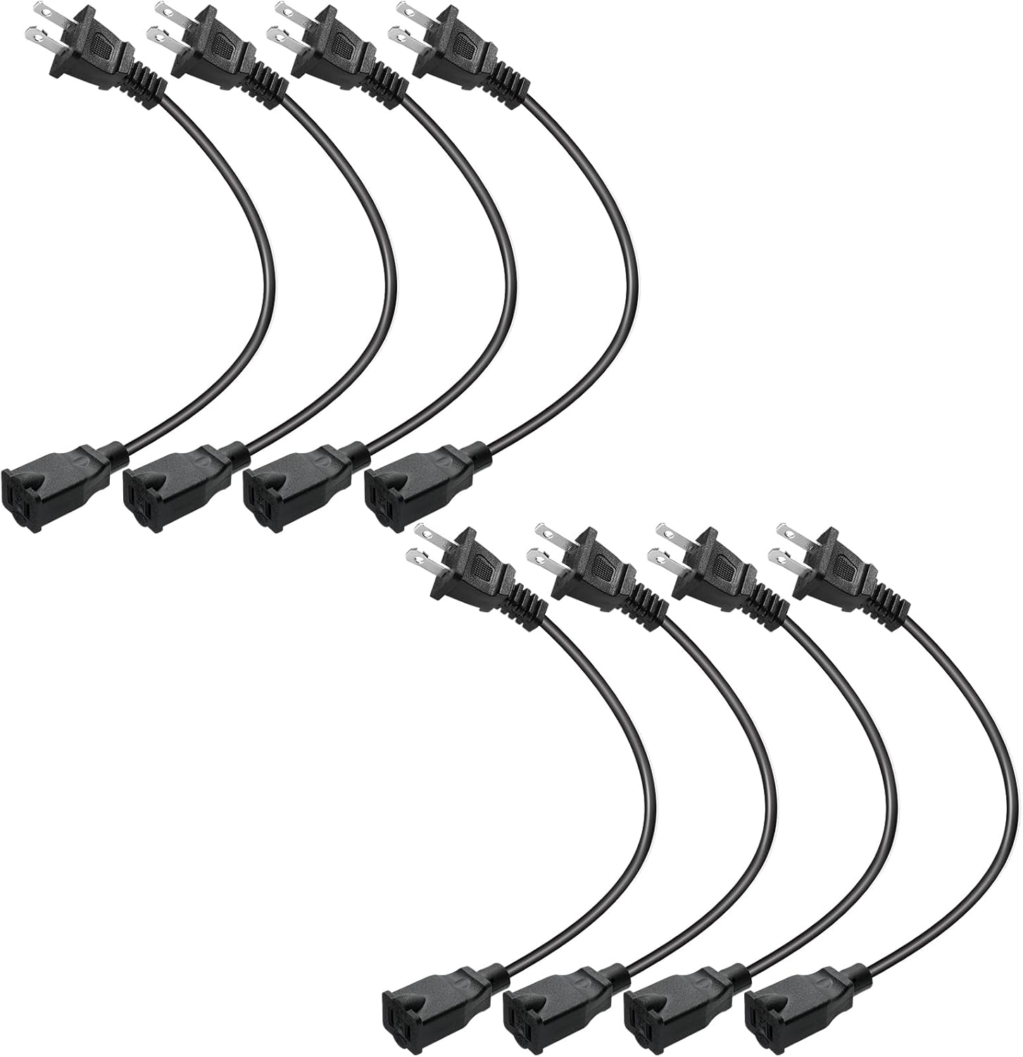 Copkim 8 Pack 1.6ft Power Extension Cord 2 Prong Male and