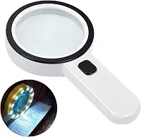 AIXPI Lupa com luz, Lupa grande portátil 30x, 12 lâmpadas iluminadas por LED, para degeneração macular, idosos, leitura, inspeção, moedas, joias, joias