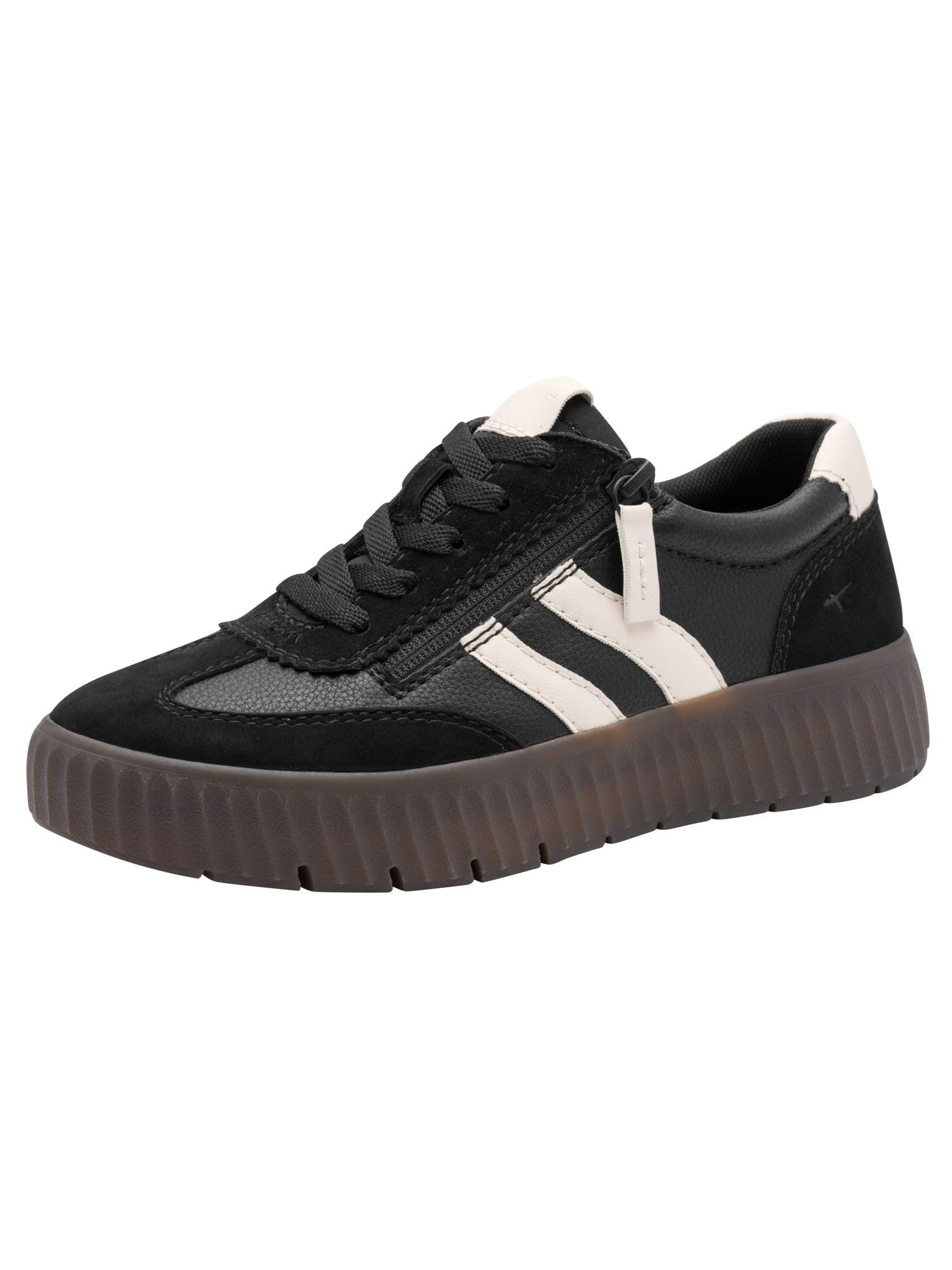 Tamaris Comfort Women’s Flat Sneakers with Zip Casual, Black Comb, 3,5 UK