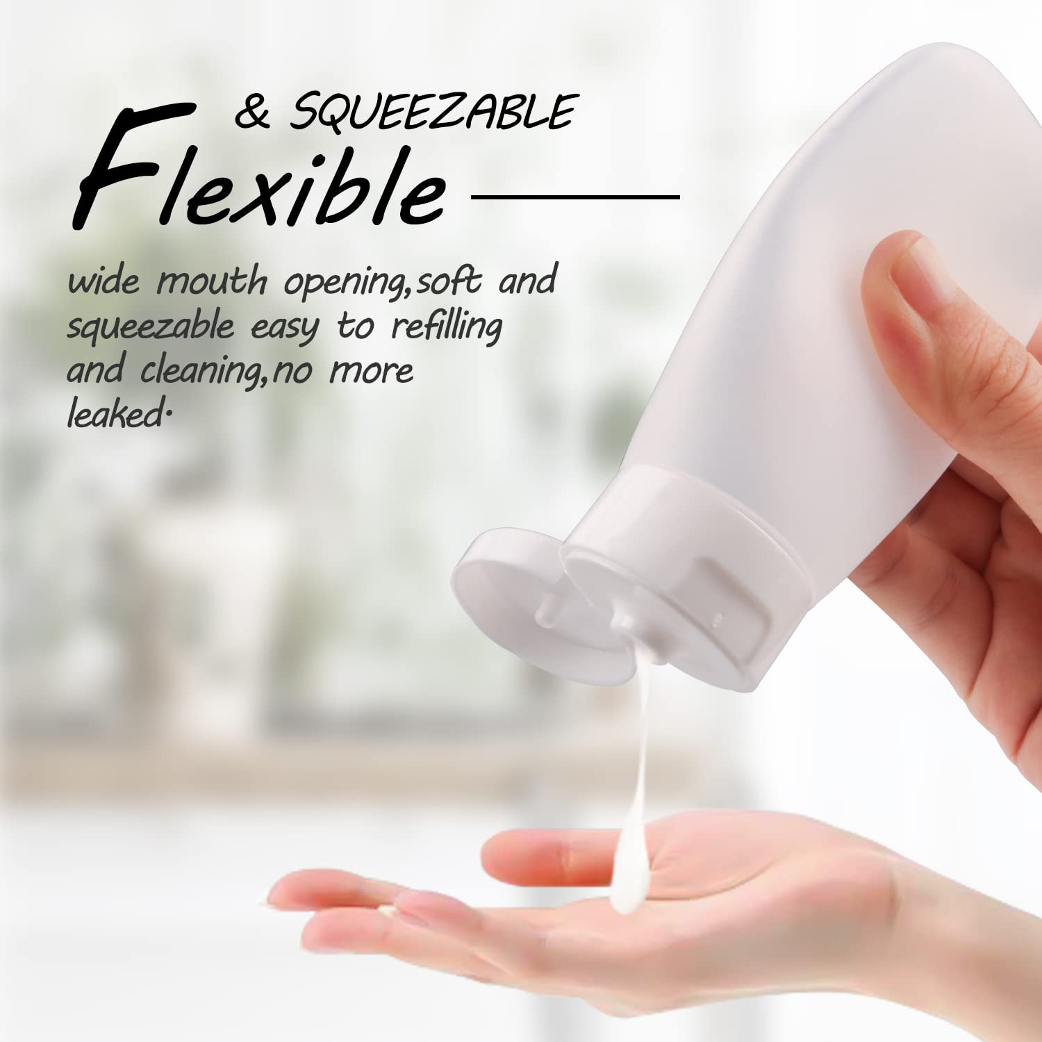 Confezione da 10 flaconi da viaggio in plastica da 60 ml, ricaricabili, traslucidi, con coperchio ribaltabile, per detergente viso, shampoo, balsamo, lozioni, articoli da toeletta