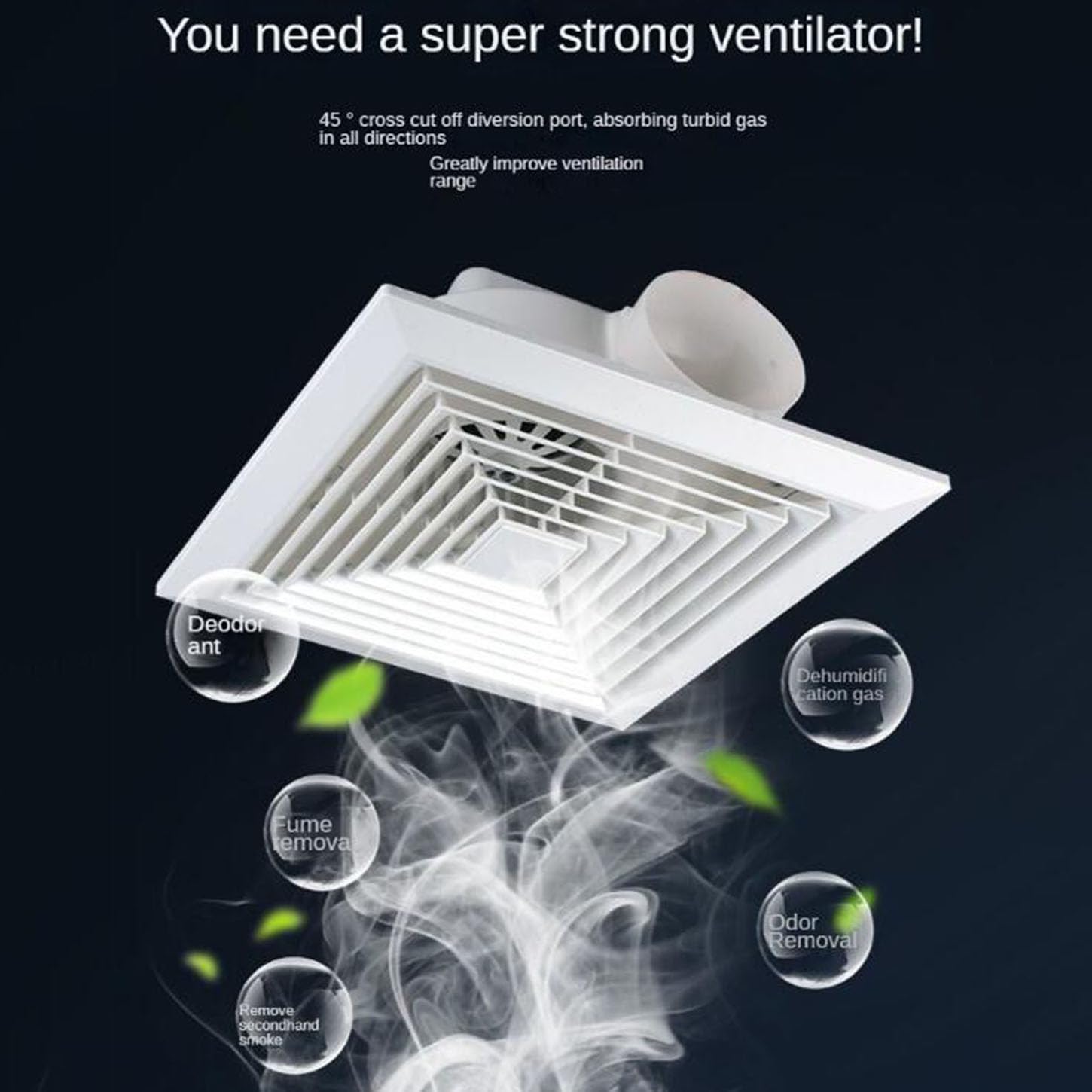Extracteur d'air Salle De Bain,Extracteur Air Chaud avec Clapet Anti-Retour,Panneau Ignifuge ABS,Ventilateur Extracteur Plafond Et Montage Mural,pour WC, Cuisine,Cave,Imperméable,10 inch