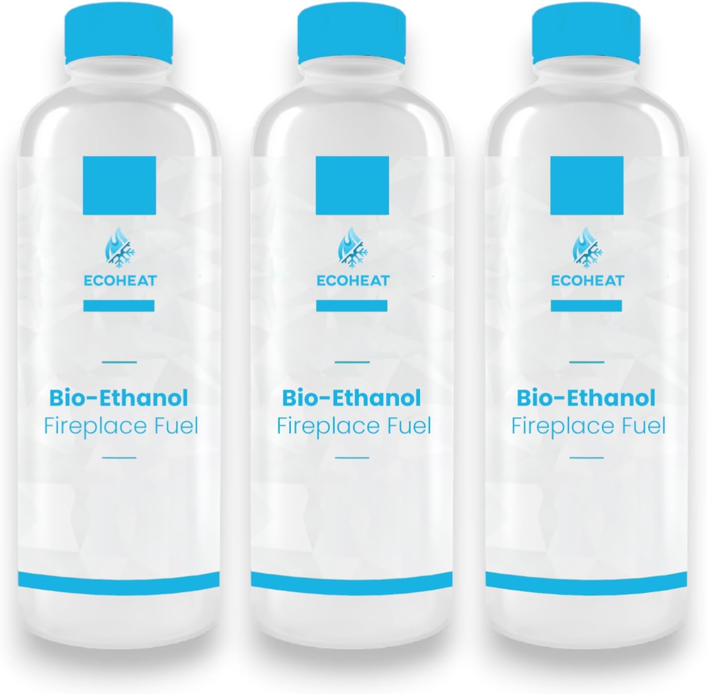 EcoHeat Bio-Ethanol Fireplace Fuel - Clean-Burning, Smokeless, and Versatile - Ideal for Ventless Fireplaces, Tabletop Fire Pits - 1 Liter (Pack of 3)