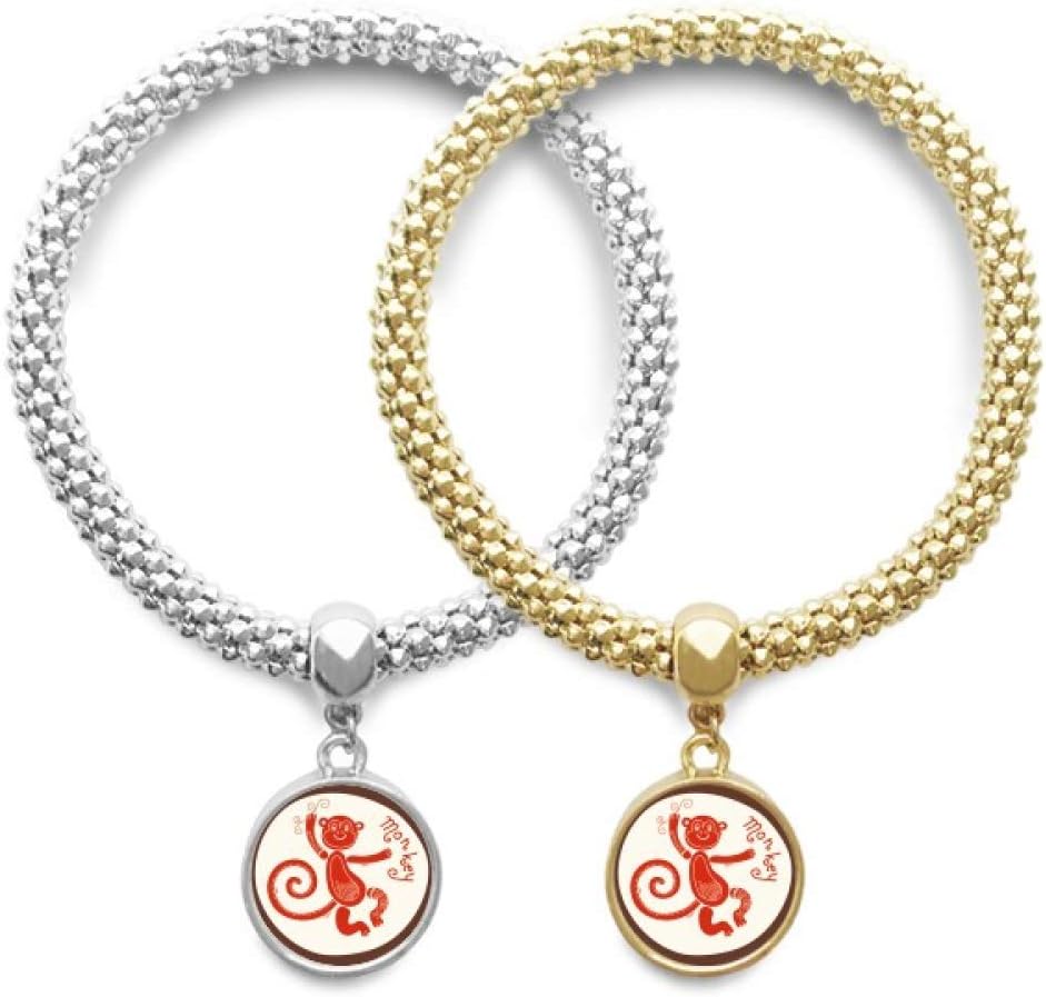 guchchi Year Of Monkey Animal China Zodiac Red Lover Bracelet Bangle Pendant Jewelry Couple Chain