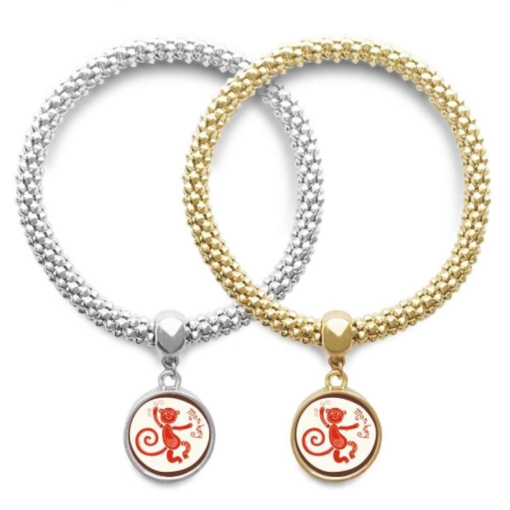 guchchi Year Of Monkey Animal China Zodiac Red Lover Bracelet Bangle Pendant Jewelry Couple Chain