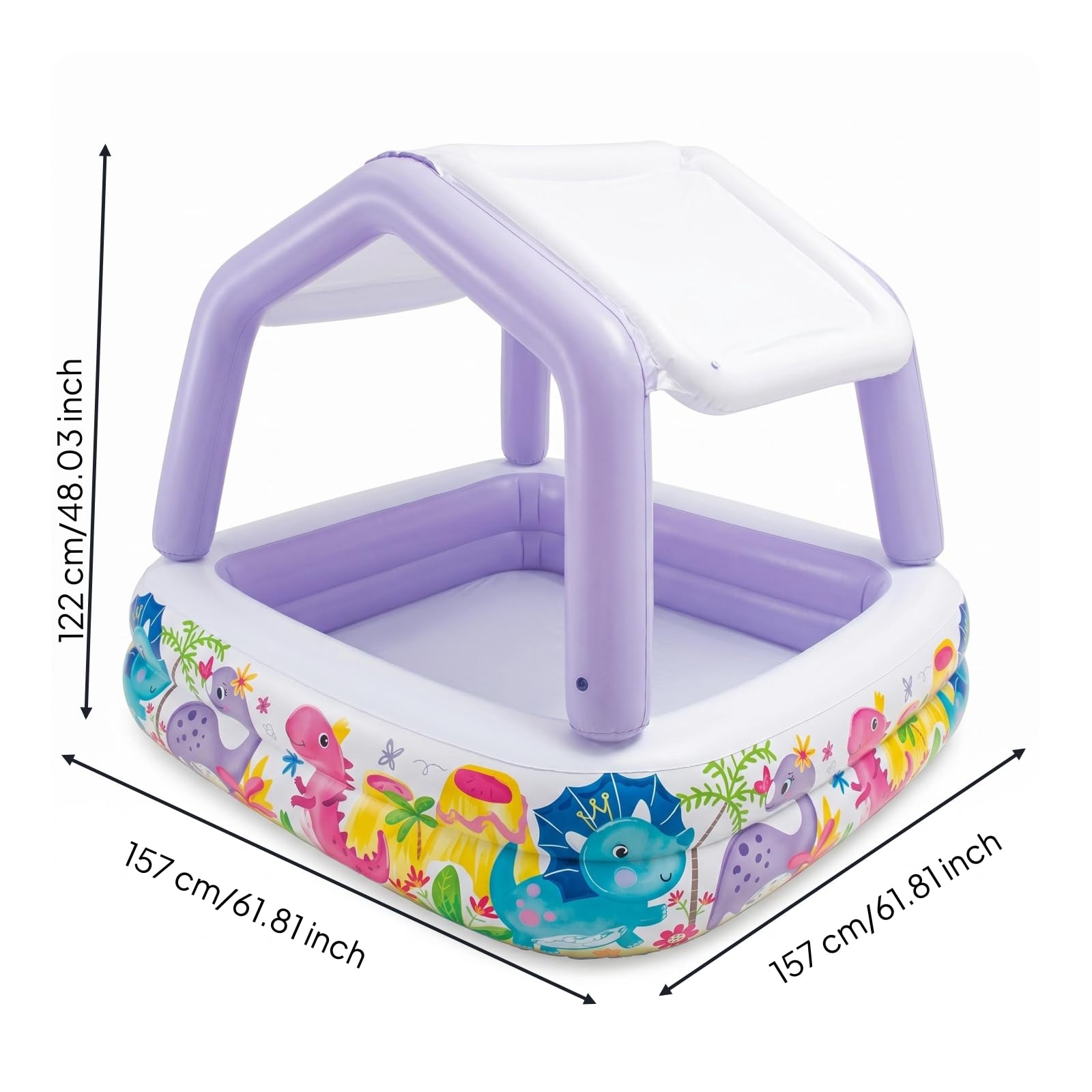 Kinderpool Schwimmbecken Aufblasbares Planschbecken mit Schutzdach Leichtes PVC Material für Kinder für Hinterhof Poolbereich Garten