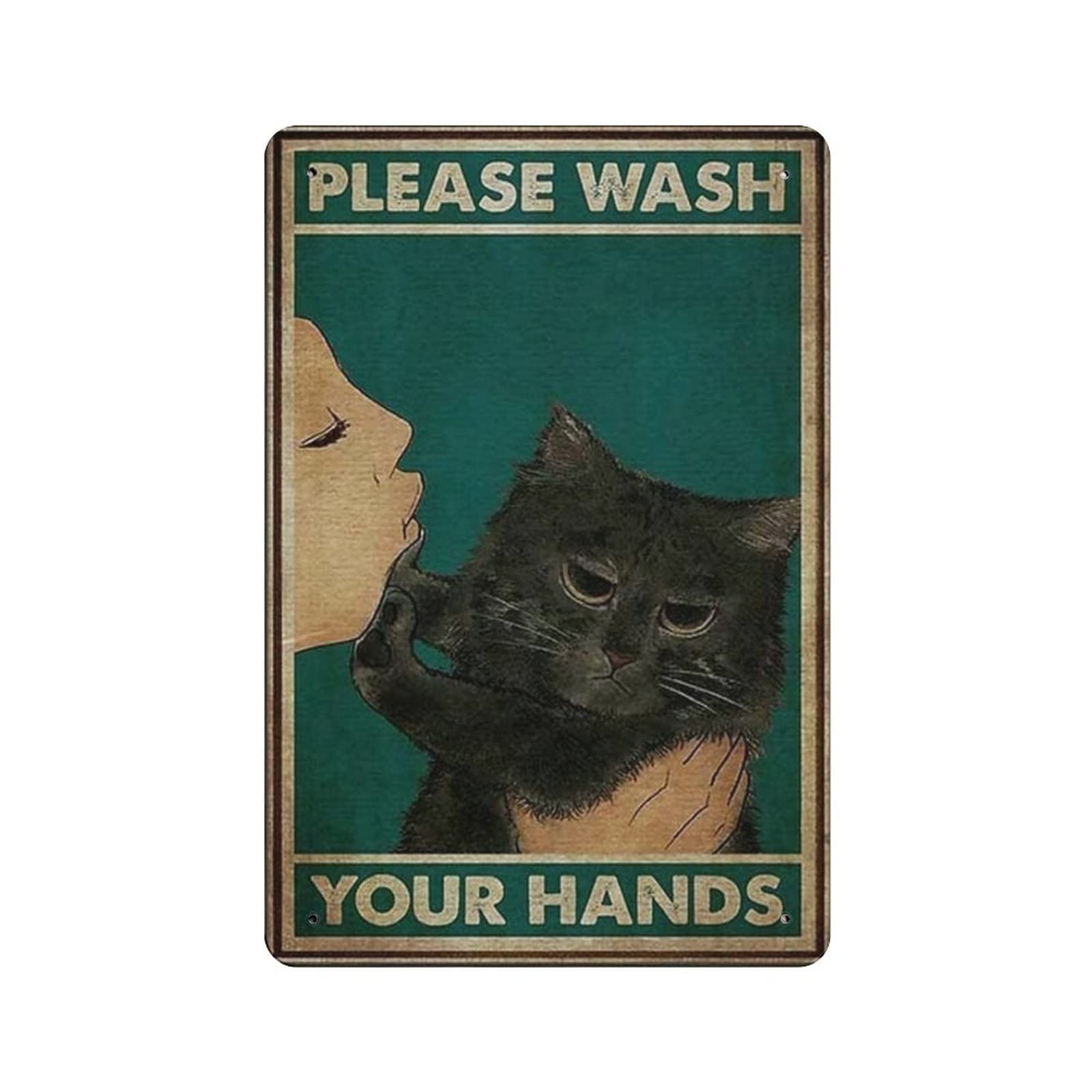 AOOEDM Please Wash Your Hands Vintage Metal Tin Sign for Home Coffee Shop Office Wall Art Metal Poster Garage Decor Man Cave Sign Inspirational Quote Wall Decor