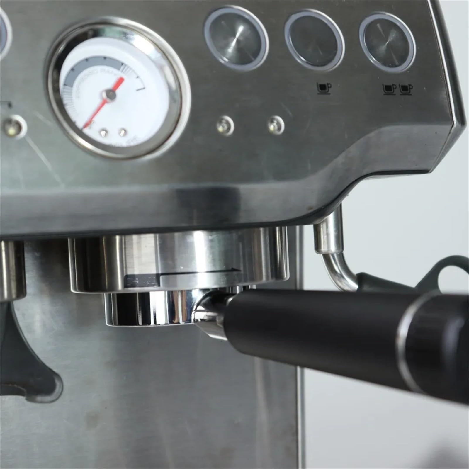 Portafiltro sin fondo (1 unidad) compatible con mango de cafetera espresso acero inoxidable para Café(Black,51mm)