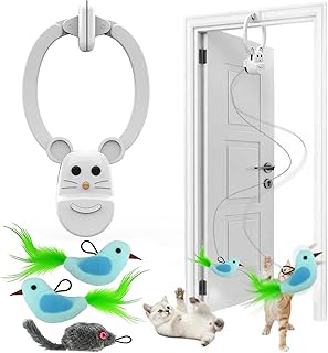 Interactive Cat Toys for Indoor Cats, Automatic Flying Bird Feather Wand Toy for Chase Exercise Enrichment, Rechargeable Durable Safe Hanging Cat Toy for Bored Kittens & Adult Cats