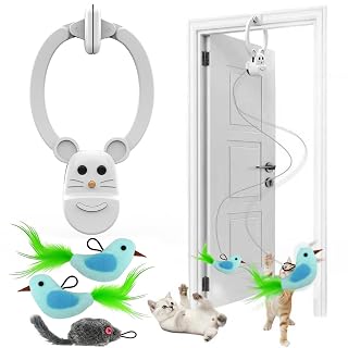 Interactive Cat Toys for Indoor Cats, Automatic Flying Bird Feather Wand Toy for Chase Exercise Enrichment, Rechargeable Durable Safe Hanging Cat Toy for Bored Kittens & Adult Cats - Amazon product rated Grade A