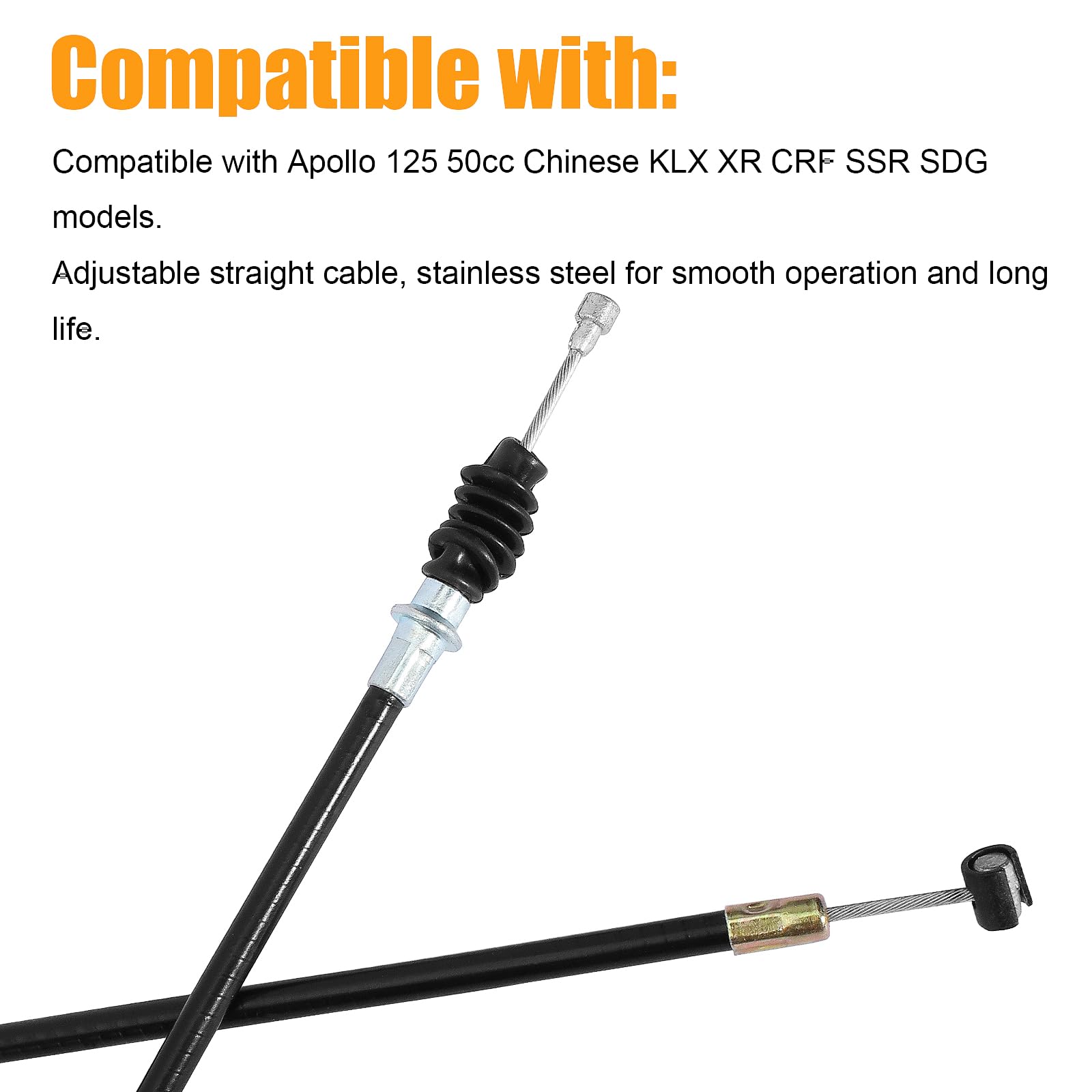 Cable de embrague ajustable negro de 50 pulgadas para 50 cc90 cc 110 cc 125 cc 140 cc 150 cc 200 cc 250 cc motocicleta ATV quad scooter Go Kart ciclomotor Pit Dirt Bike triciclo Buggy Apollo