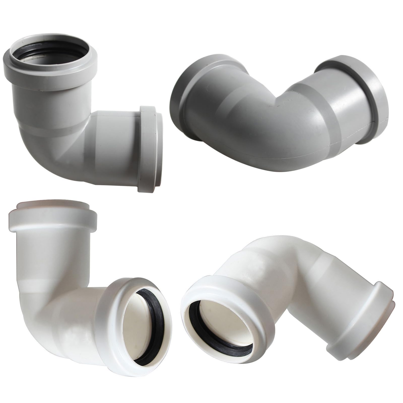 2PCS Waste Pipe 90 Degree Bend, 40mm Waste Compression 90 Degree Bend, Random Color (White or Gray) for Sink Drain, Elbow - Image 3