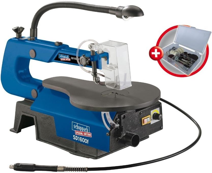 Scheppach SD1600F Variable Speed Hobby Scroll Saw with Tool Kit (103 Pieces)