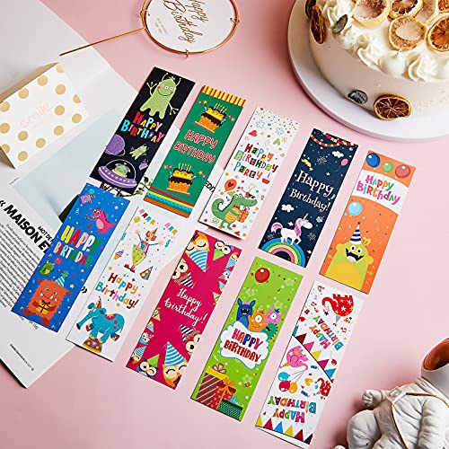 100 Pieces Happy Birthday Bookmarks Laminated Imaginative Colors And Patterns For Students Classroom Stationery Supplies #TOP3
