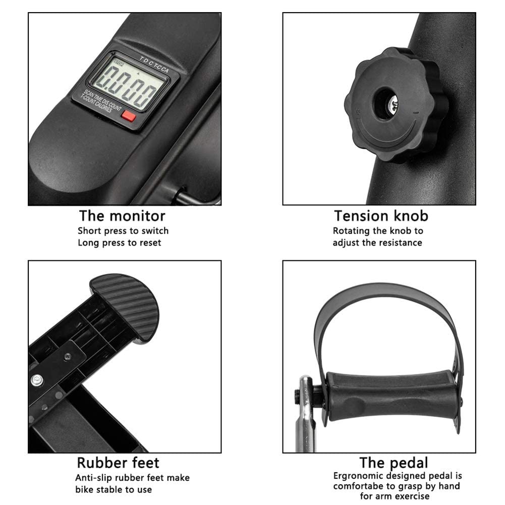 sotto La Scrivania Pedale per Bici Pedale per Bicicletta Mini Cyclette Portatile per Pedaliera per Home Office Recupero di Braccia E Gambe Ginnico Medico