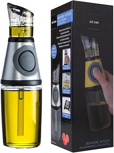 Nmved Dispensador de aceite y vinagre de vidrio superior vertidor de aceite medidor para cocina amplia apertura para fácil recarga y limpieza