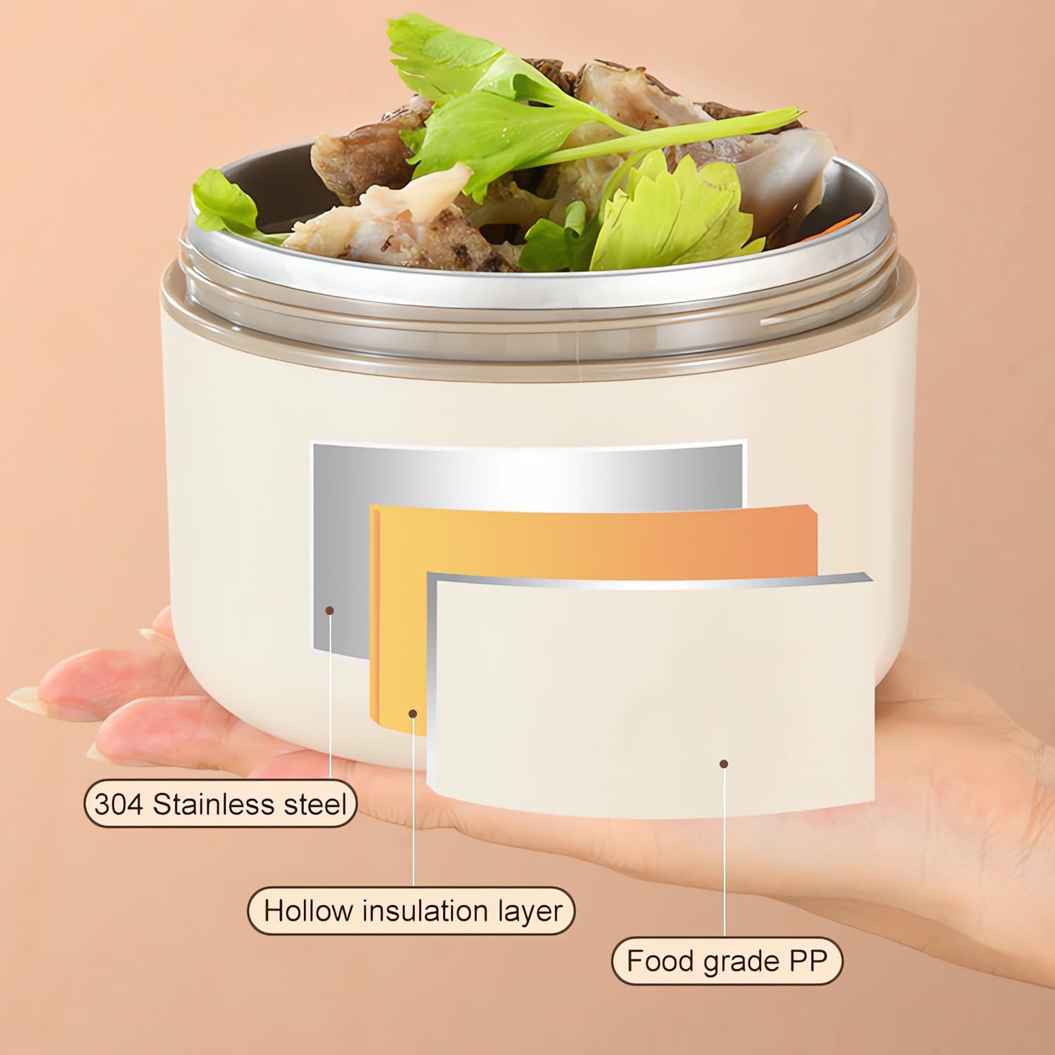 LANMOU Thermobehälter für Essen, Edelstahl Warmhaltebehälter für Speisen, Thermo lunchbox für Essen, 550ml+350ml Thermos Essensbehälter mit Löffel für Schule & Picknick, mit Bag