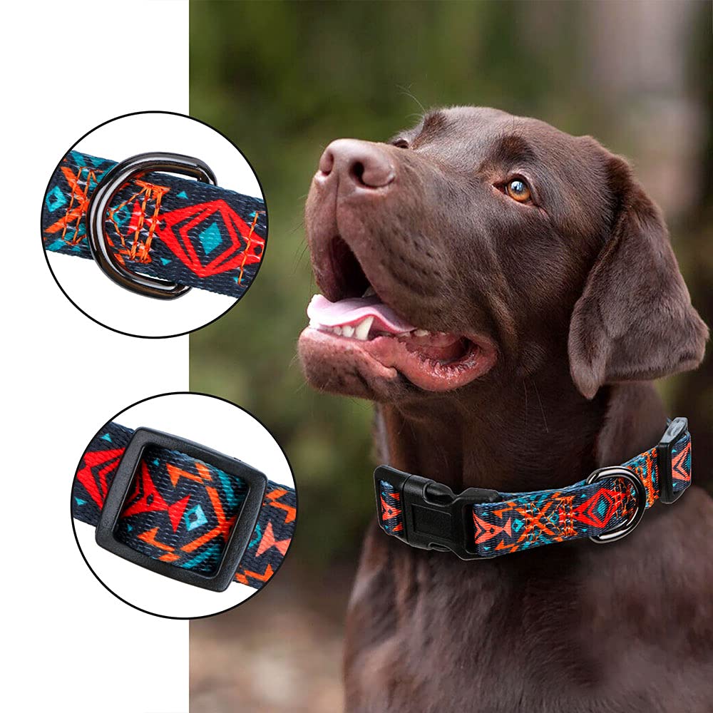Rhea Rose Tribal Dog Collar Aztec Pattern Adjustable Collars Small, E_Tribal - Image 3