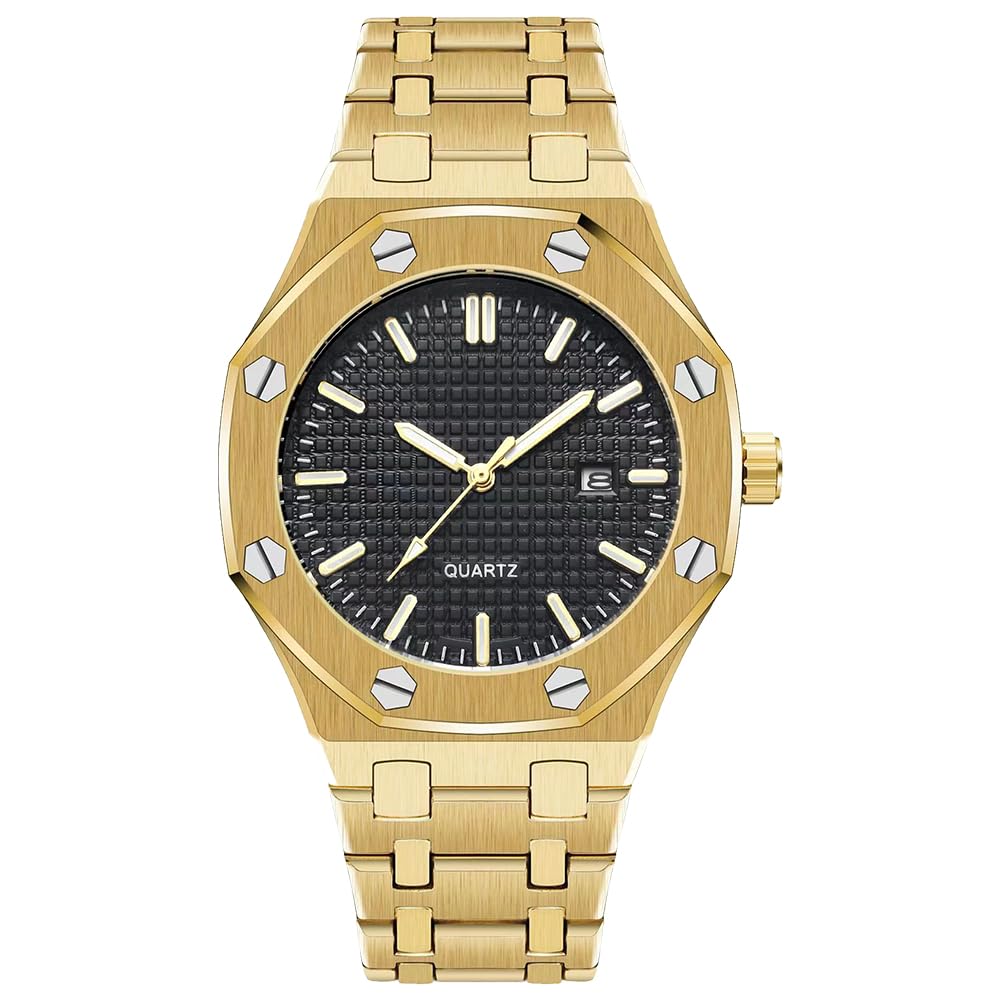 BARAMONMen's Watches, Royalty Stainless Steel Quartz Movement Date Male Clock Waterproof Luminous Hands Casual Business Wrist Watches for Men